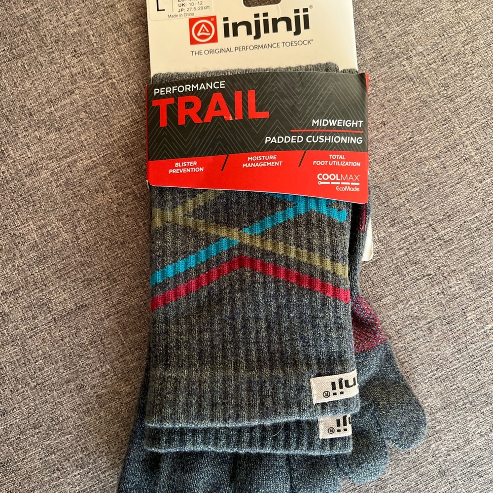 Performance Trail Midweight Toe Socks - Gray